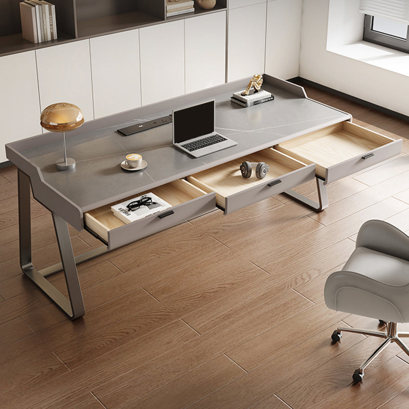 Rectangle Stone Top Office Desk Metal Base Industrial Writing Desk for Office - ERGO OFFICE & HOME CHAIRS Rectangle Stone Top Office Desk Metal Base Industrial Writing Desk for Office