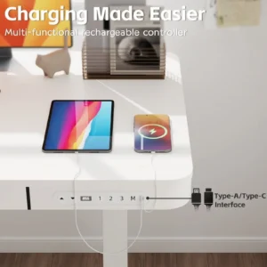 Alternative view of Homall 55x24"Electric Height Adjustable Standing Desk with Drawer and Charging Ports, Ergonomic Office & Home Computer Desk, White