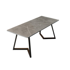 Alternative view of Grey/White Rectangular Writing Desk Bedroom Office Desk with Metal Legs